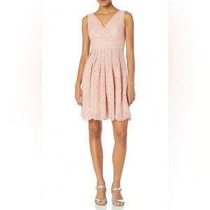 Adrianna Papell | Lace blush pink fit & flare sleeveless dress Women’s size 2